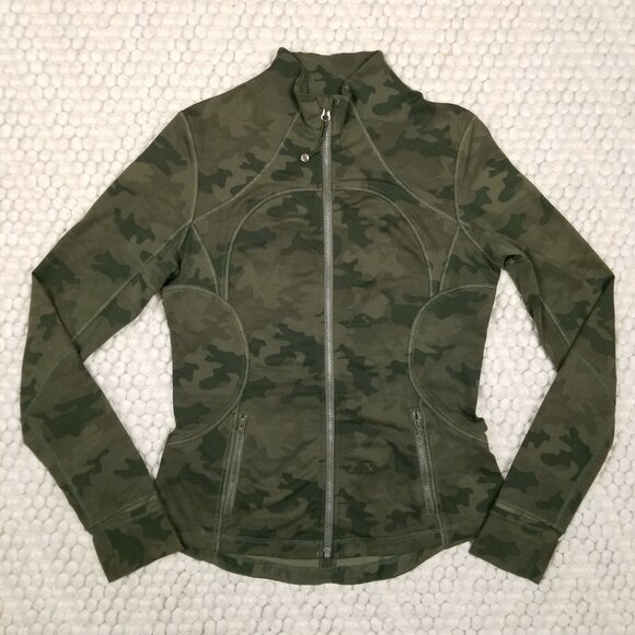 Lululemon Forme Jacket Cuffins Savasana Camo 20cm Fatigue Green Sz 10 - Picture 6 of 10